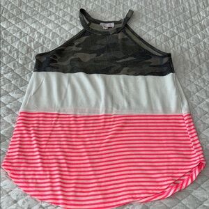 Camo and Striped Halter Top